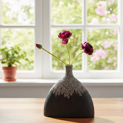 Modern matte black ceramic fish-tail vase