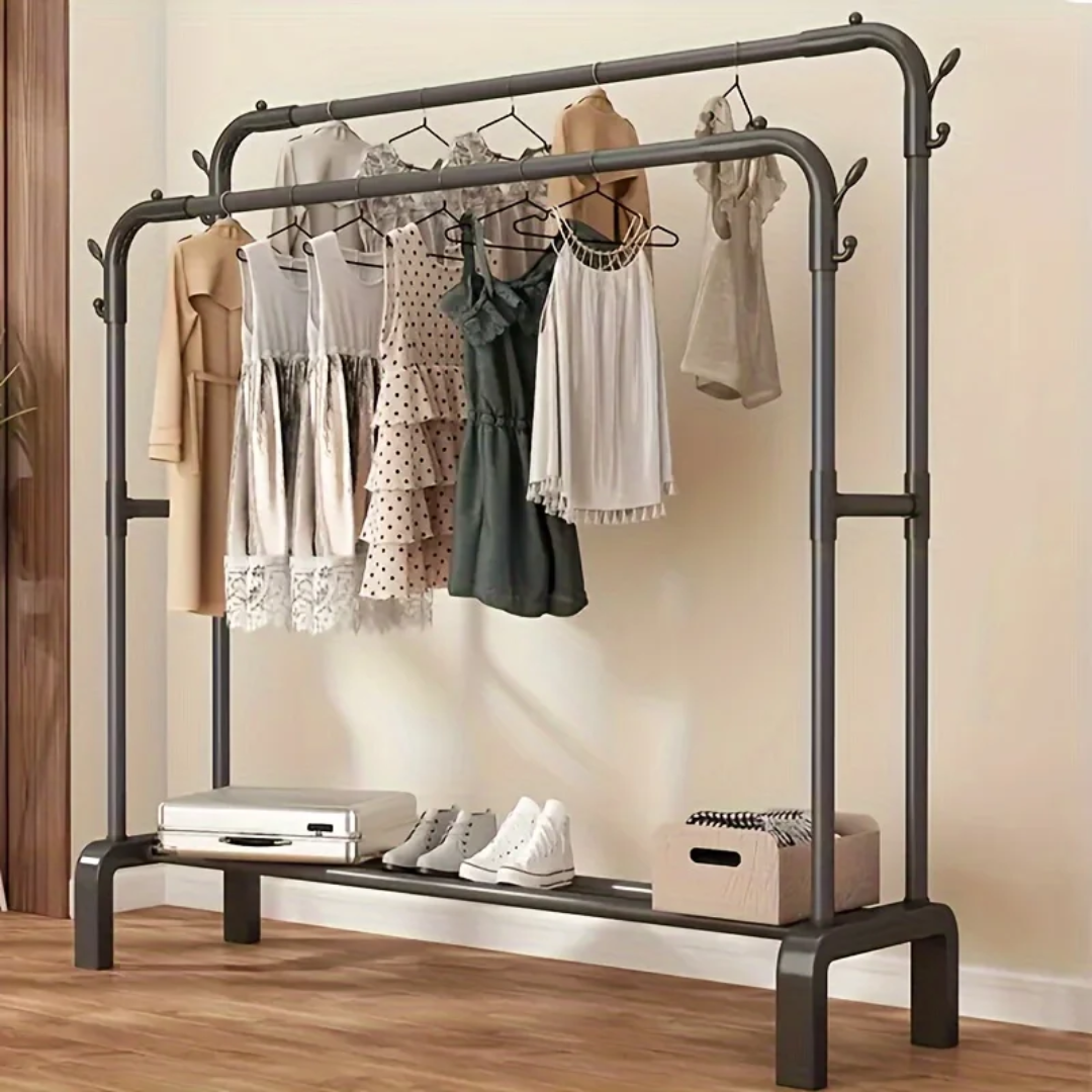 Double Pole Sturdy Clothes Rack