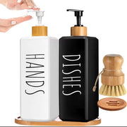 500ml square ceramic hand and dish soap dispenser available in black and white for kitchen and bathroom use.
