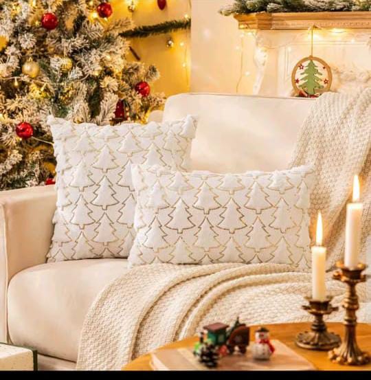Christmas Tree Glitter Plush Cushion Cover