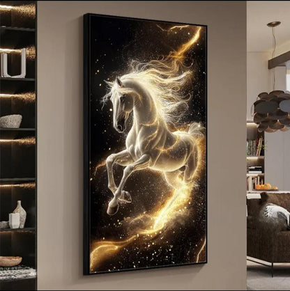 Crystal LED Gold Horse Canvas Wall Art