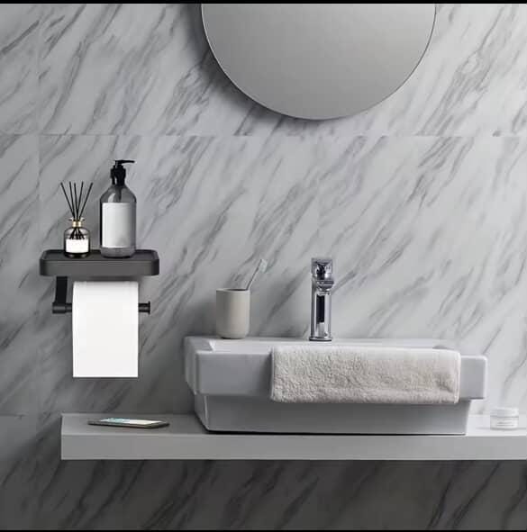 Stainless Steel Toilet Paper Holder With Shelf