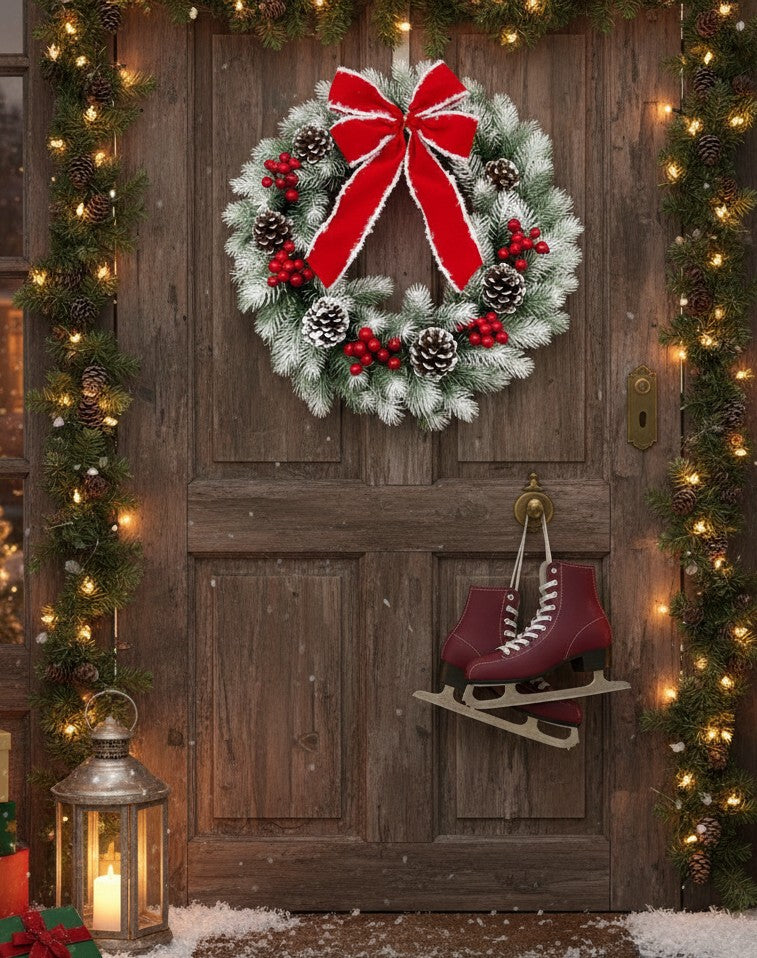 35cm Pre-Lit Christmas Wreath Decoration