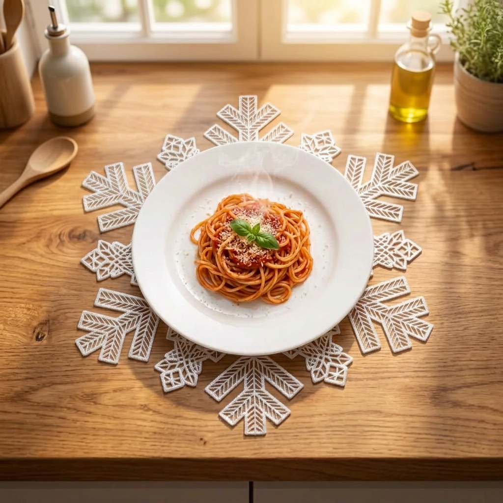 6Pcs 38cm Silver Christmas Snowflake Table Mats