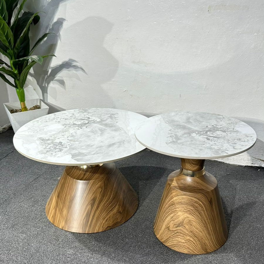 Marble-Top Nesting Coffee Table with Alluminium base