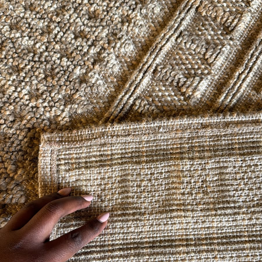 Timeless Woven Tribal Stripe Corridor Runner Rug - Beige Textured Boho Pattern KBLOOM04 #T07