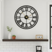 Black metallic antique Roman wall clock with 60cm diameter