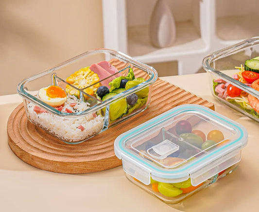 High Borosilicate Glass Partitioned Lunch Box