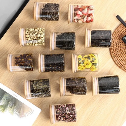 12-Piece Glass Spice Jar Set with Airtight Bamboo Lids