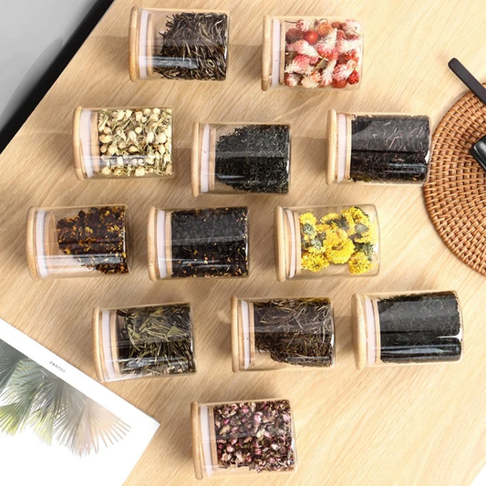 12-Piece Glass Spice Jar Set with Airtight Bamboo Lids