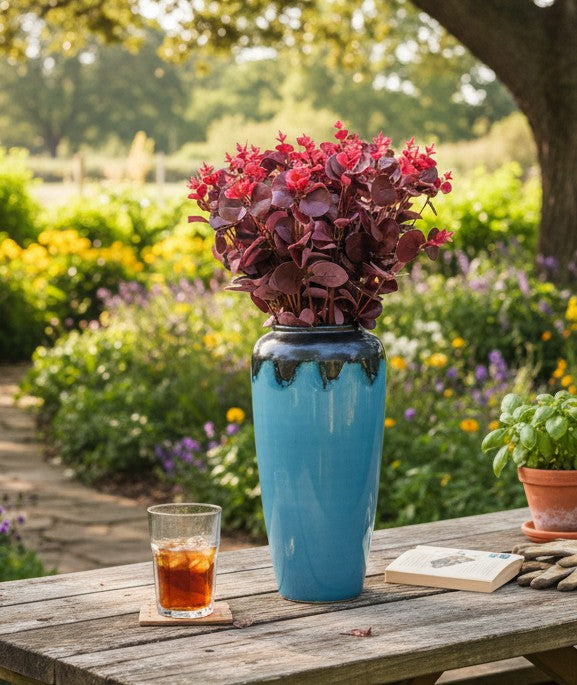 Tall ceramic vase with 8 cm diameter and 35 cm height for home décor