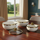 3in1 Ceramic Soup Pots White Gold