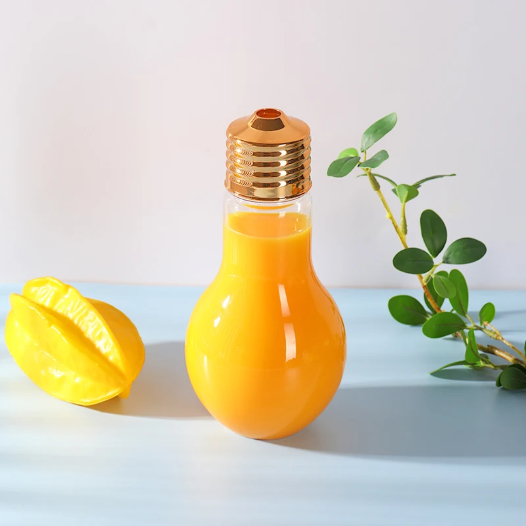 Bulb Shaped Glass Cups With Straw