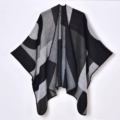 Geometric Wrap Shawl Poncho