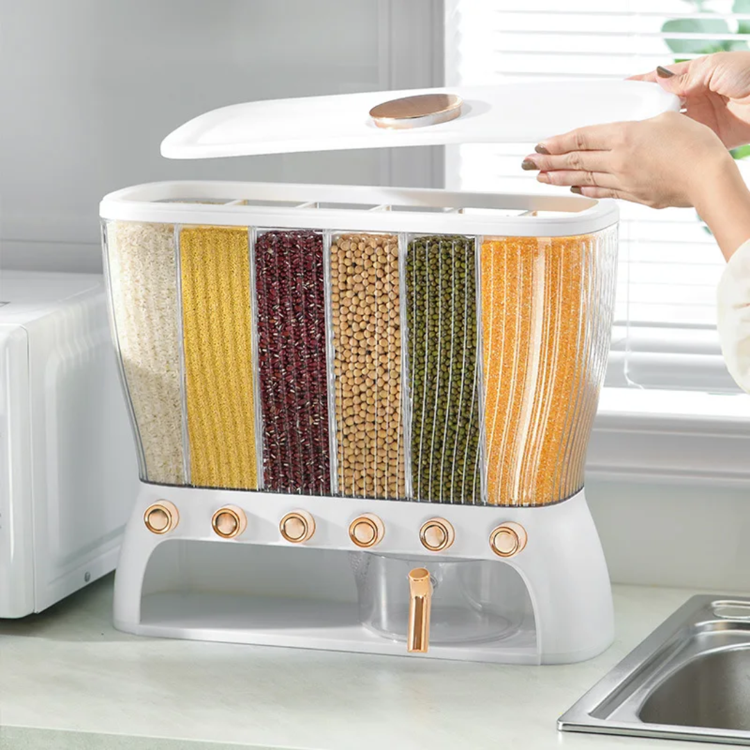 Acrylic 6 Partitioned Cereal Dispenser