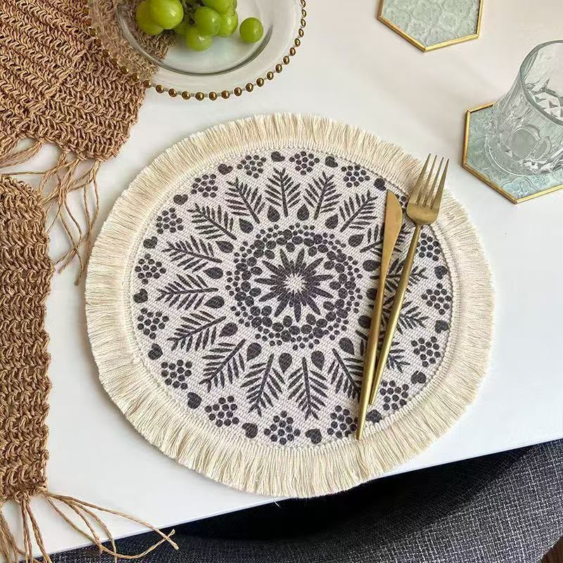 6 Piece Boho Round Woven Placemats