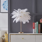Bedside LED white feather table lamp with decorative feather shade soft ambient lighting for bedroom living room nursery dressing table and home décor.