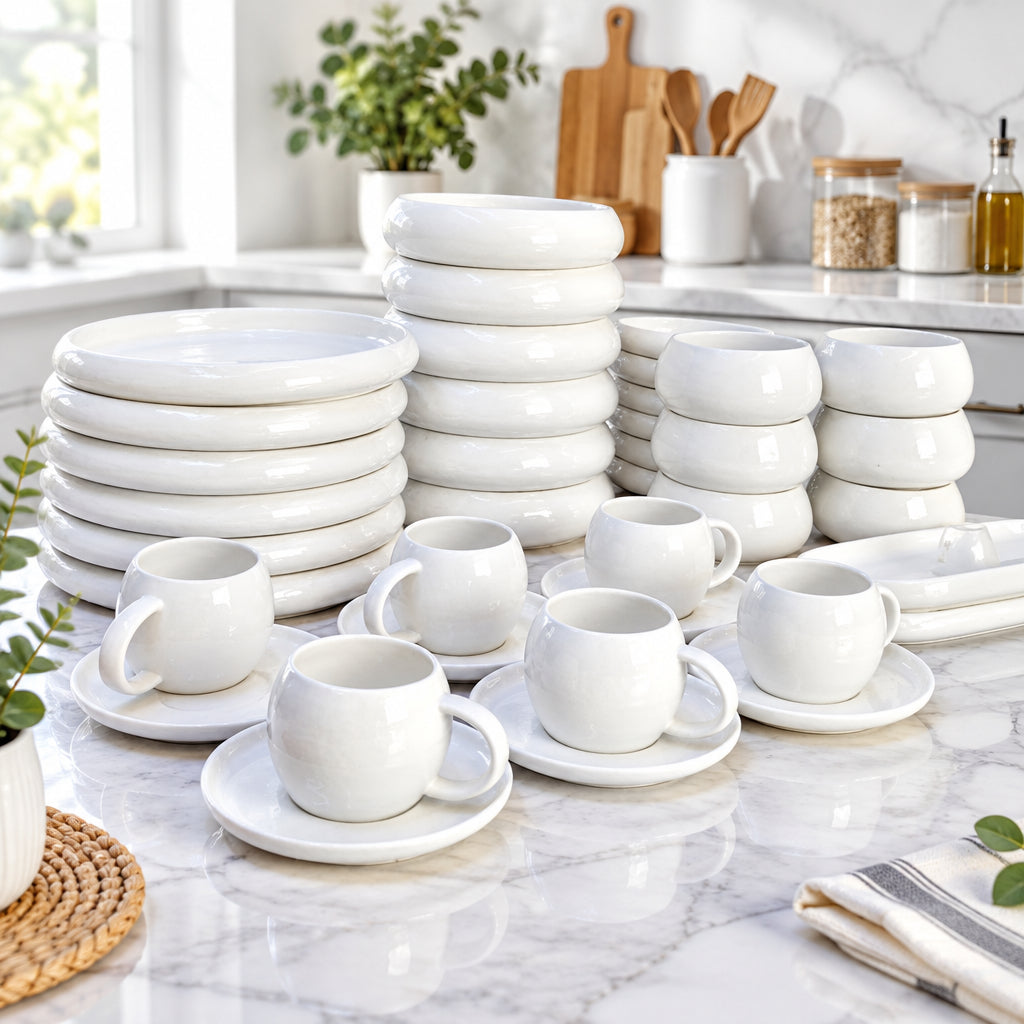 38 Piece European Double Glaze Porcelain Dinner Set