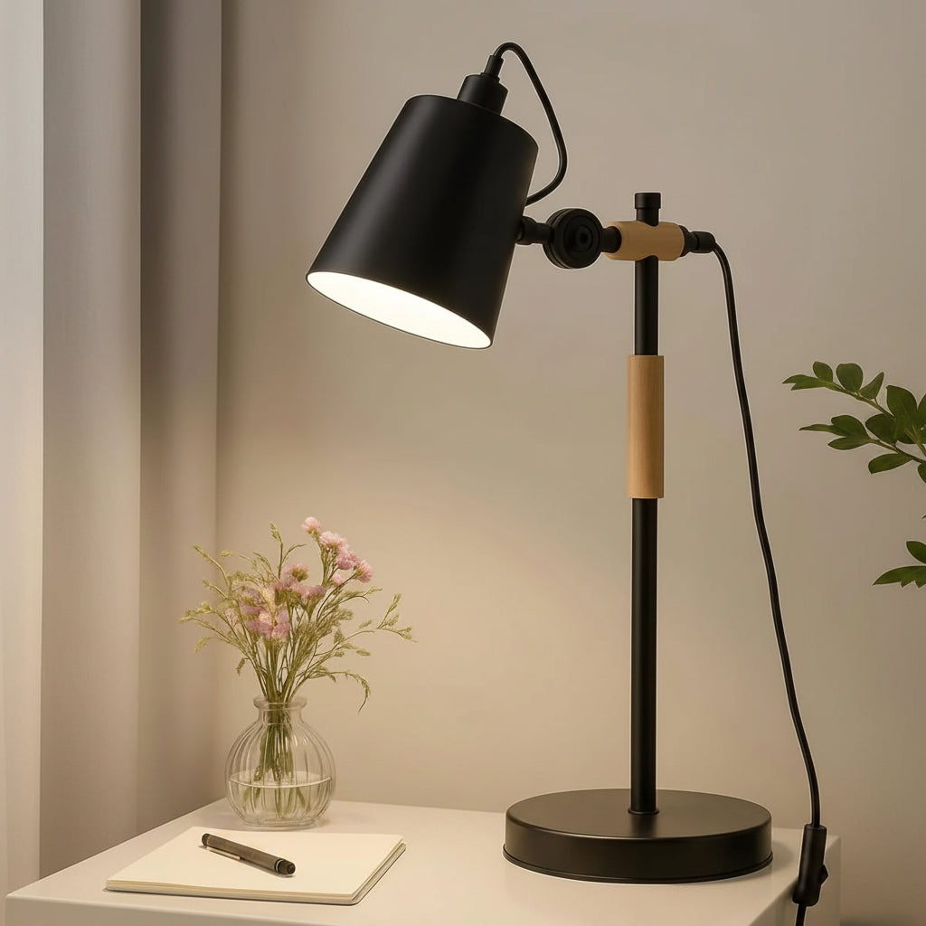 Nordic Wood and Metal Desk Lamp