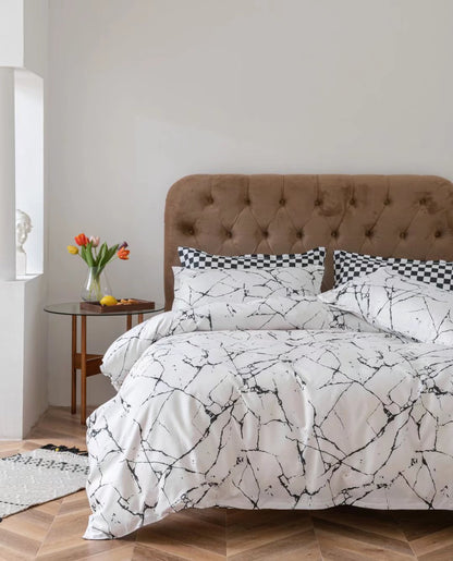Gold Marble Texture Foil-Style Duvet Cover Set