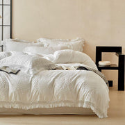 Premium king size 4 piece duvet cover set with duvet cover, flat sheet, and two pillowcases for stylish bedroom bedding