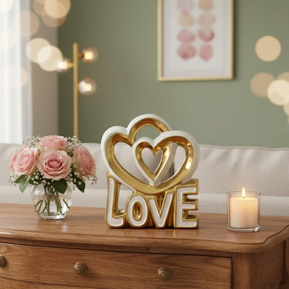 Heart-shaped modern minimalist décor piece, 20x5x18cm, luxury home accent for living room or TV cabinet