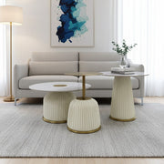 3-in-1 Marble coffee table set with modern round design