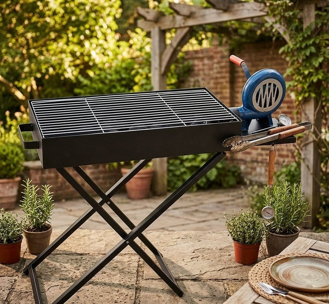 Portable Foldable Charcoal BBQ Grill with Manual Air Blower