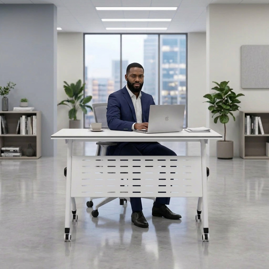 1.2m Mobile Foldable Office Training Desk with Locking Castor Wheels
