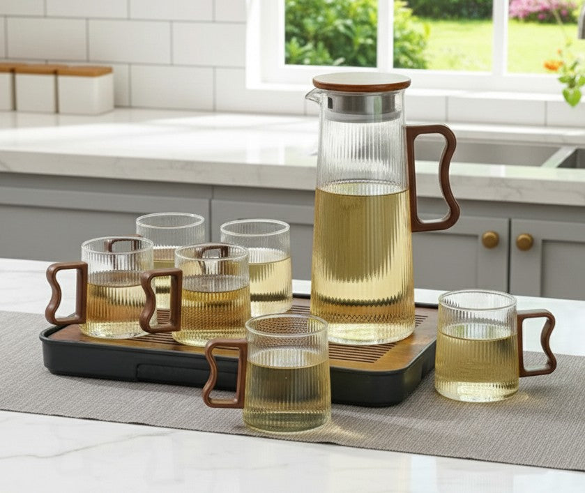 Borosilicate Glass Jug Set With Six Cups