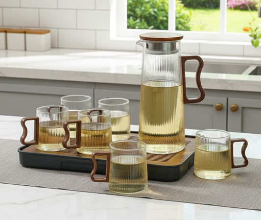 Borosilicate Glass Jug Set With Six Cups