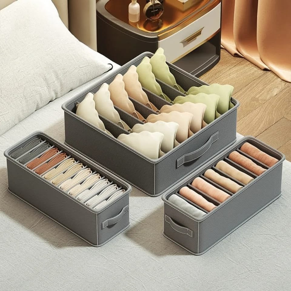3Pc Wardrobe Storage Box Set