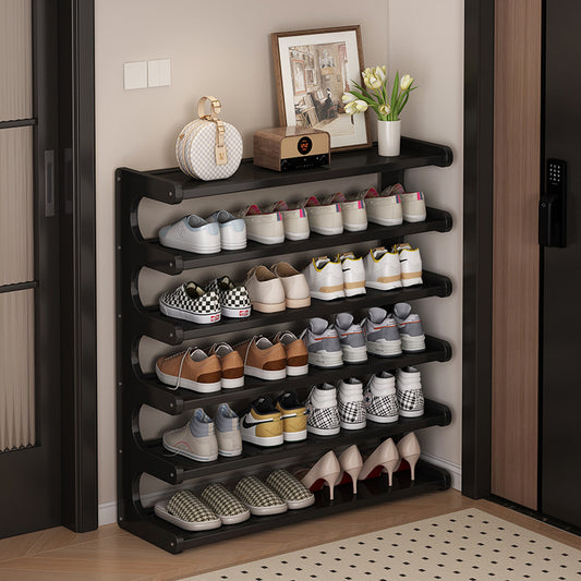 6 layer bamboo shoe rack in black and brown