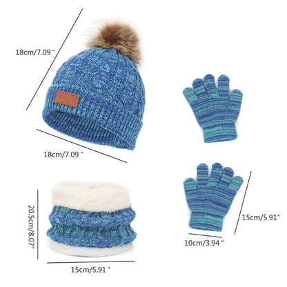 3-in-1 Winter Kids Beanies Hat, Scarf & Gloves Set