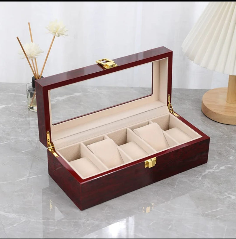 Glossy Wooden Watch Case – 6 Slot