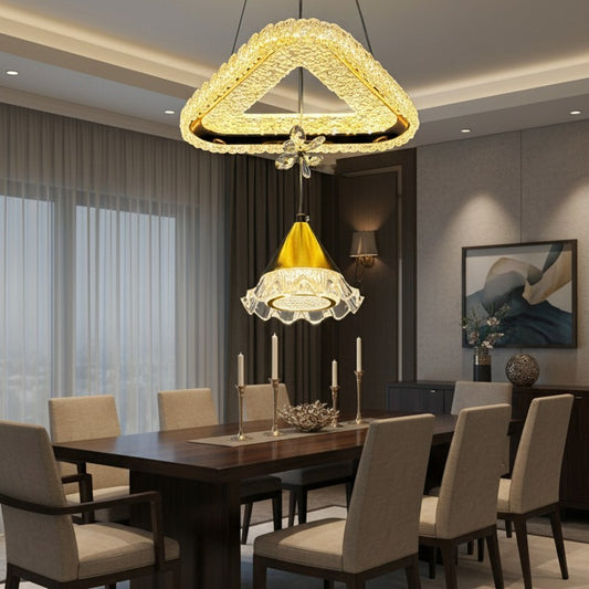 Luxury crystal triangle LED chandelier for dining room
