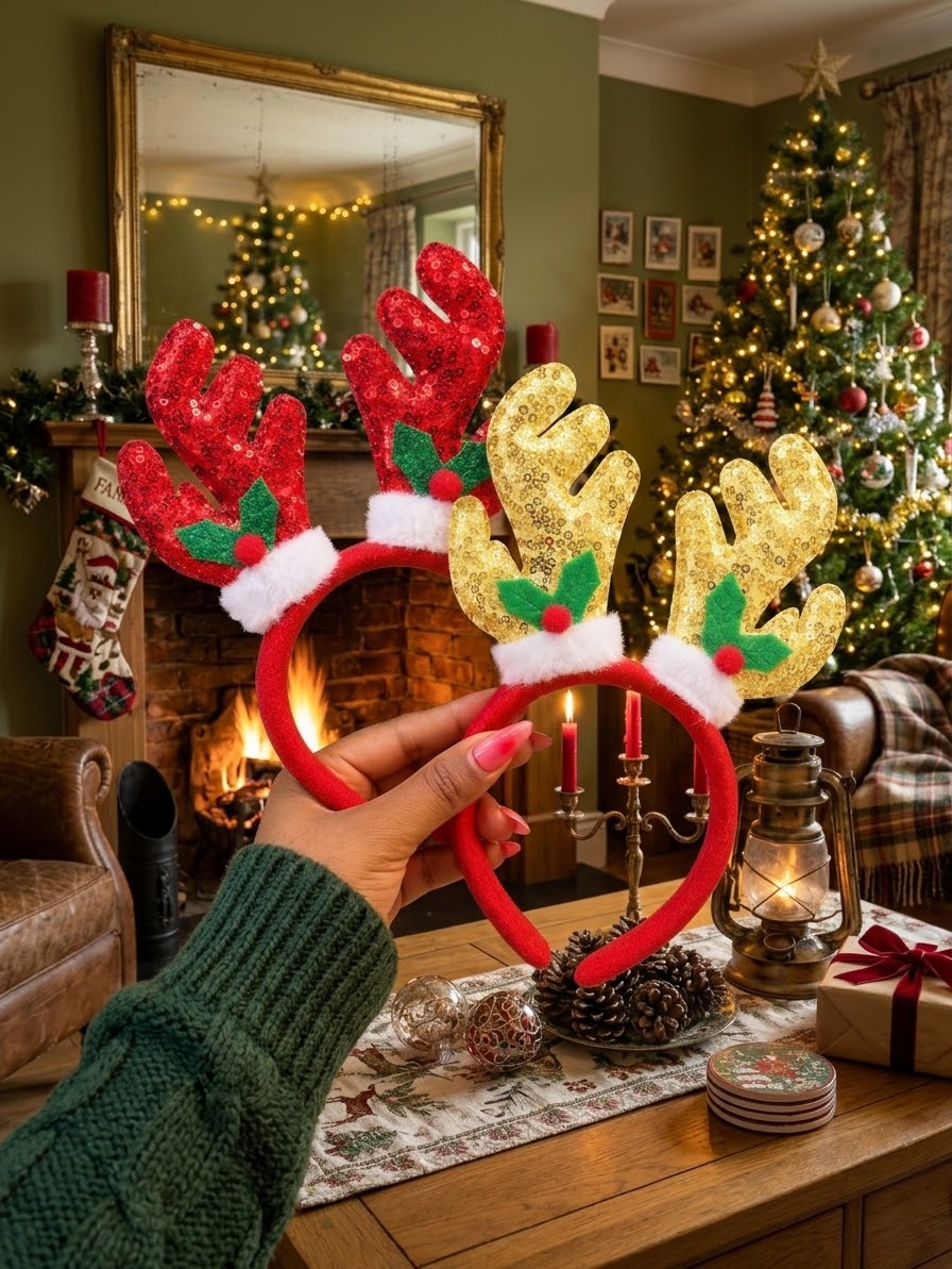 4pcs set Christmas Reindeer Antler Headband