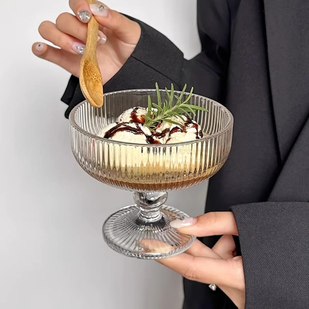 6pcs Fresh Embossed Dessert Glass