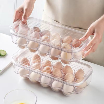 16-Grid Acrylic Egg Holder With Handle And Lid