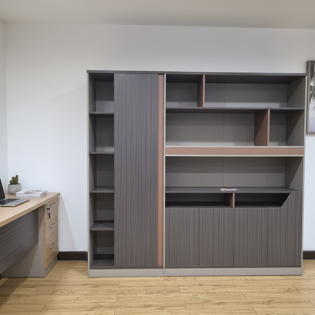 Two Tone Office Storage Cabinet with Shelves and Lockable Compartments