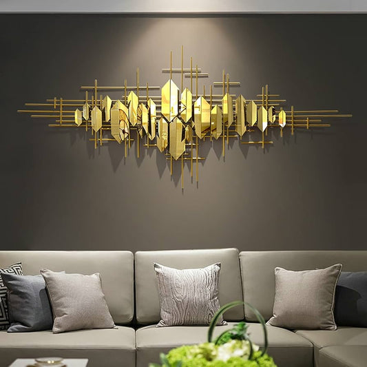 Iron wall art décor with gold finish designed as a modern luxury accent piece for home or office walls