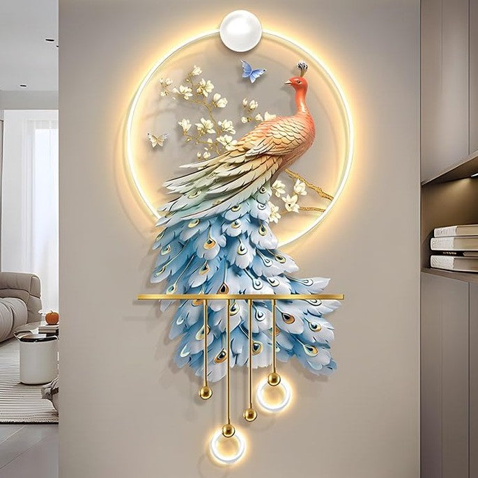 LED Peacock Wall Sculpture with Remote Control