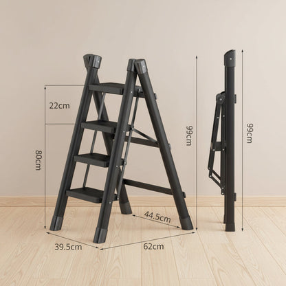 4-Step Black Foldable Ladder – 100cm Height