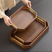 3 piece octagonal serving tray set with raised spill resistant edges for serving food and drinks at home or in commercial settings.