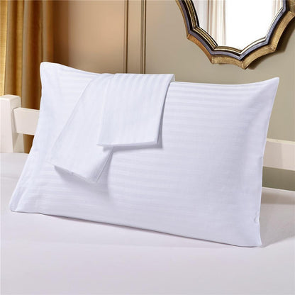 Plain white striped cotton pillow cases set of two, standard size.