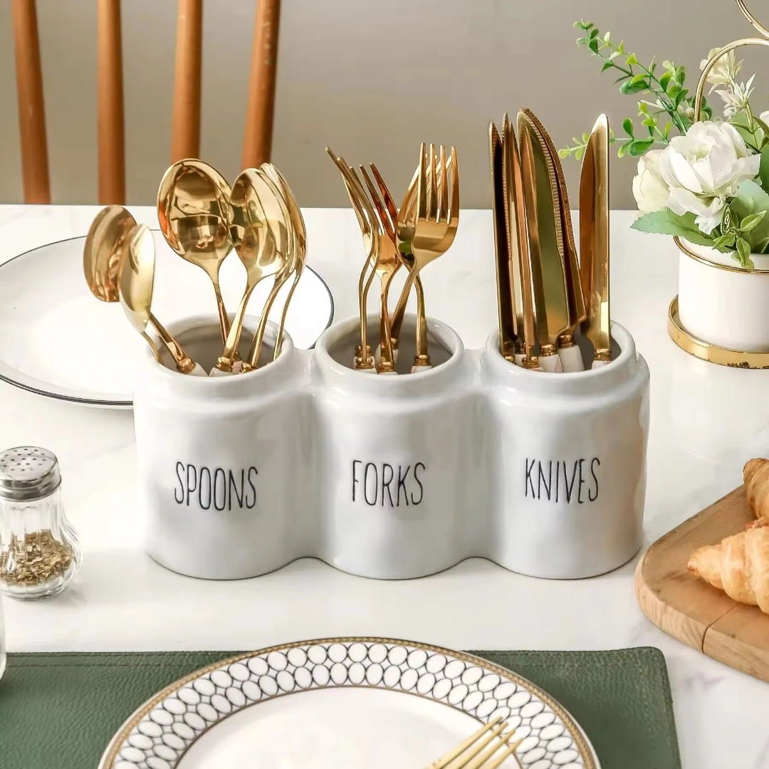 Compartment Ceramic Cutlery Holder