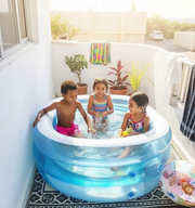 Whale-themed inflatable kids pool, size 163 × 107 × 46 cm, suitable for babies and toddlers
