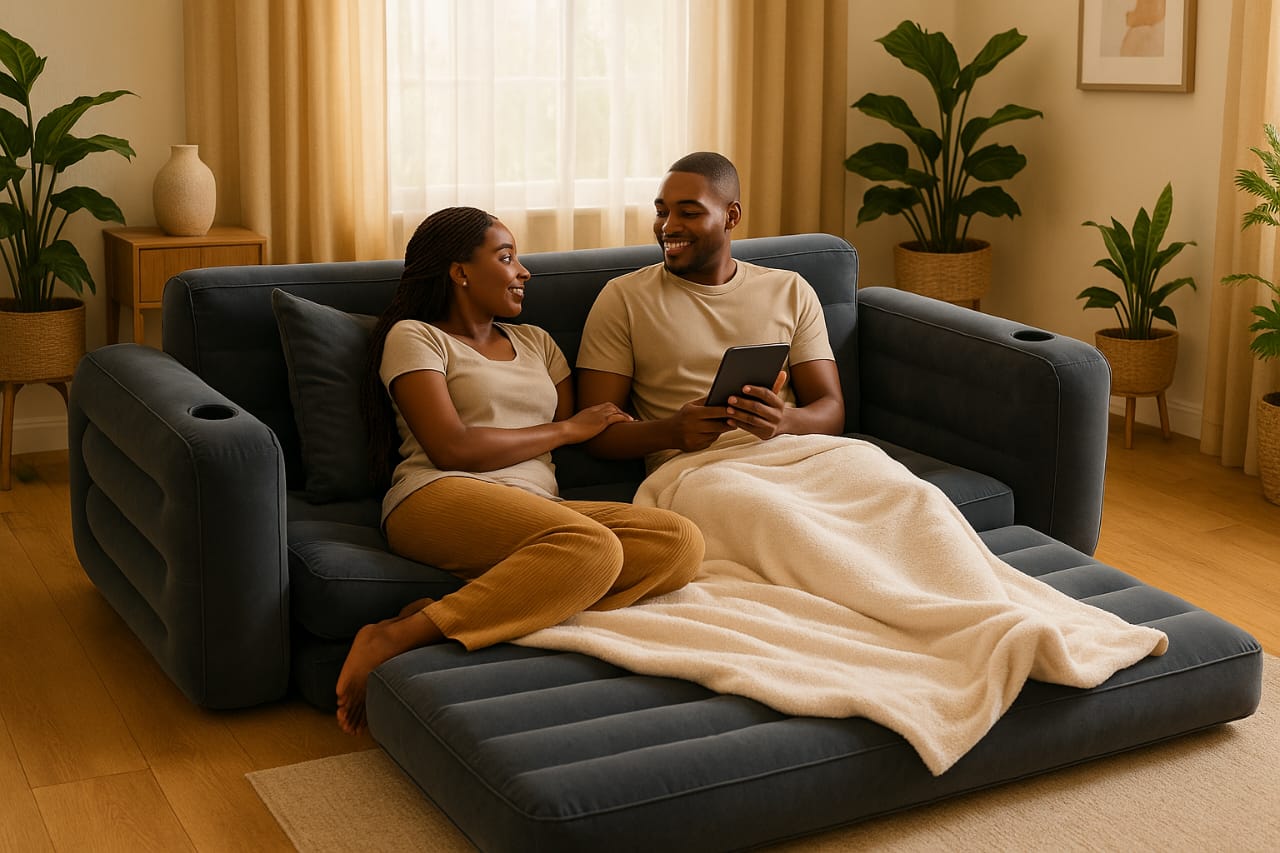 3 Seater Pull-Out Sofa Bed With Electric Air Pump