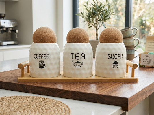 Tea coffee sugar storage set for kitchen organization