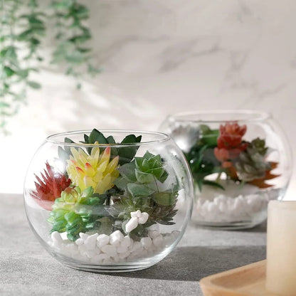 Glass fish bowl bubble vase 3.4x10cm for décor
